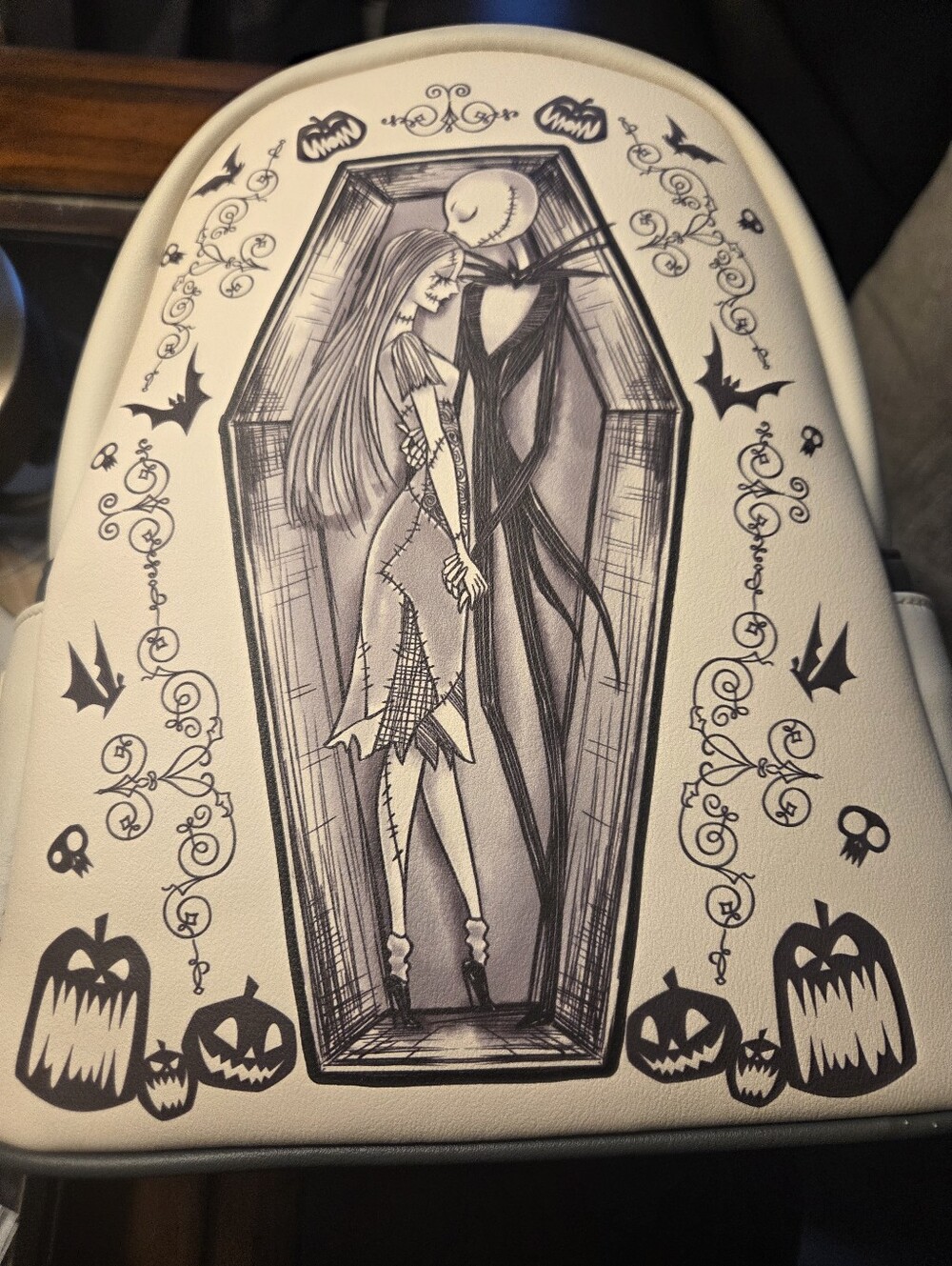 Tim Burton + Loungefly -Jack and Sally Illustrated Backpack NWT - Picture 6 of 7